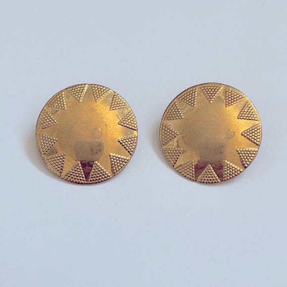 Vintage Gold Starburst Post Earrings - Picture 1 of 4